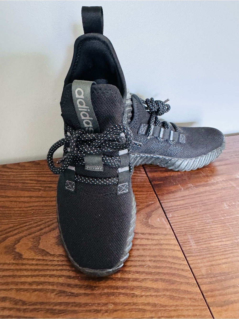 adidas Black Knit Lace-Up Sneakers with Reflective Accents